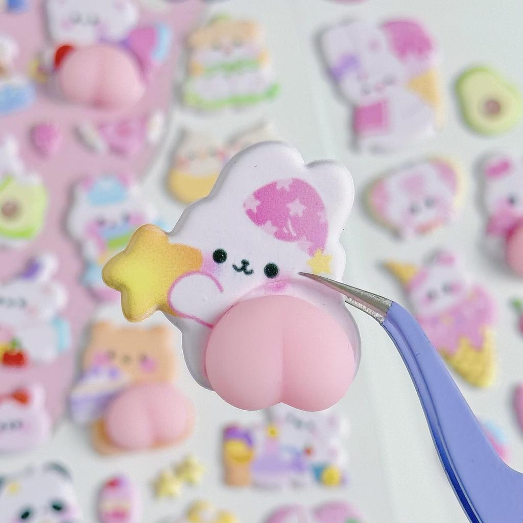 Набор из 4 3D-стикеров «Мягкая Попка» для Планера, Большие Мягкие Стикеры, Стикеры, Стикеры, Стикеры, Количество, Милые,