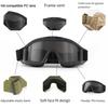 Airsoft Goggles Desert Locust Goggles Anti Fog Safety Glasses Impact Resistant Tactical Eyewear with 3 Interchangeable Lenses for Outdoor Cycling