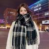 Высококачественный клетчатый шарф в корейском стиле: Теплая, Утолщенная Шаль, Похожая на Кашемир, для Студентов и Пар