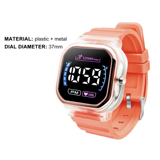 Electronic Watch Luminous Life Waterproof Square Dial Student Sports LED Digital Wrist Watch for Daily Wear