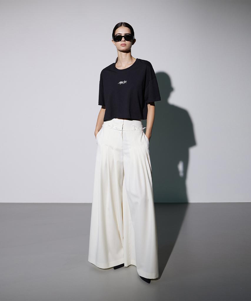 Широкая укороченная футболка Meuameu с логотипом