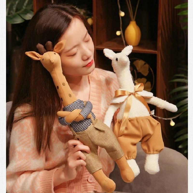 Брюки Жираф Подтяжки Плюшевая игрушка Мягкая кукла Украшение 40см Подарок