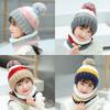 Winter Hat Scarf Set Plush Warmer Children Knitted Hat Baby Boys Beanies Cap Neck Scarf Glove Suit for Kids Accessories 5-12Y