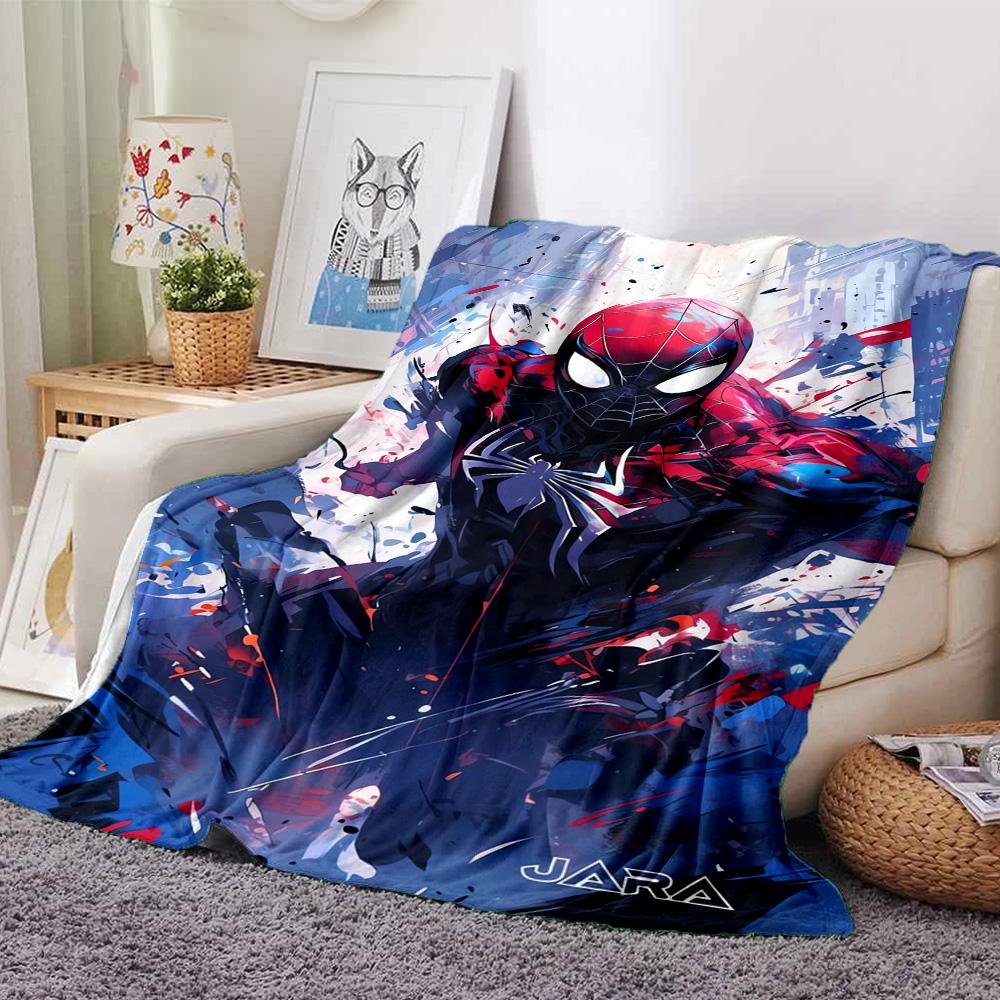 Spiderman Spiderverse Flannel Blanket Super Soft Warm Cozy Blanket For Sofa Bed Office Travel Allseason Home Decor Gift