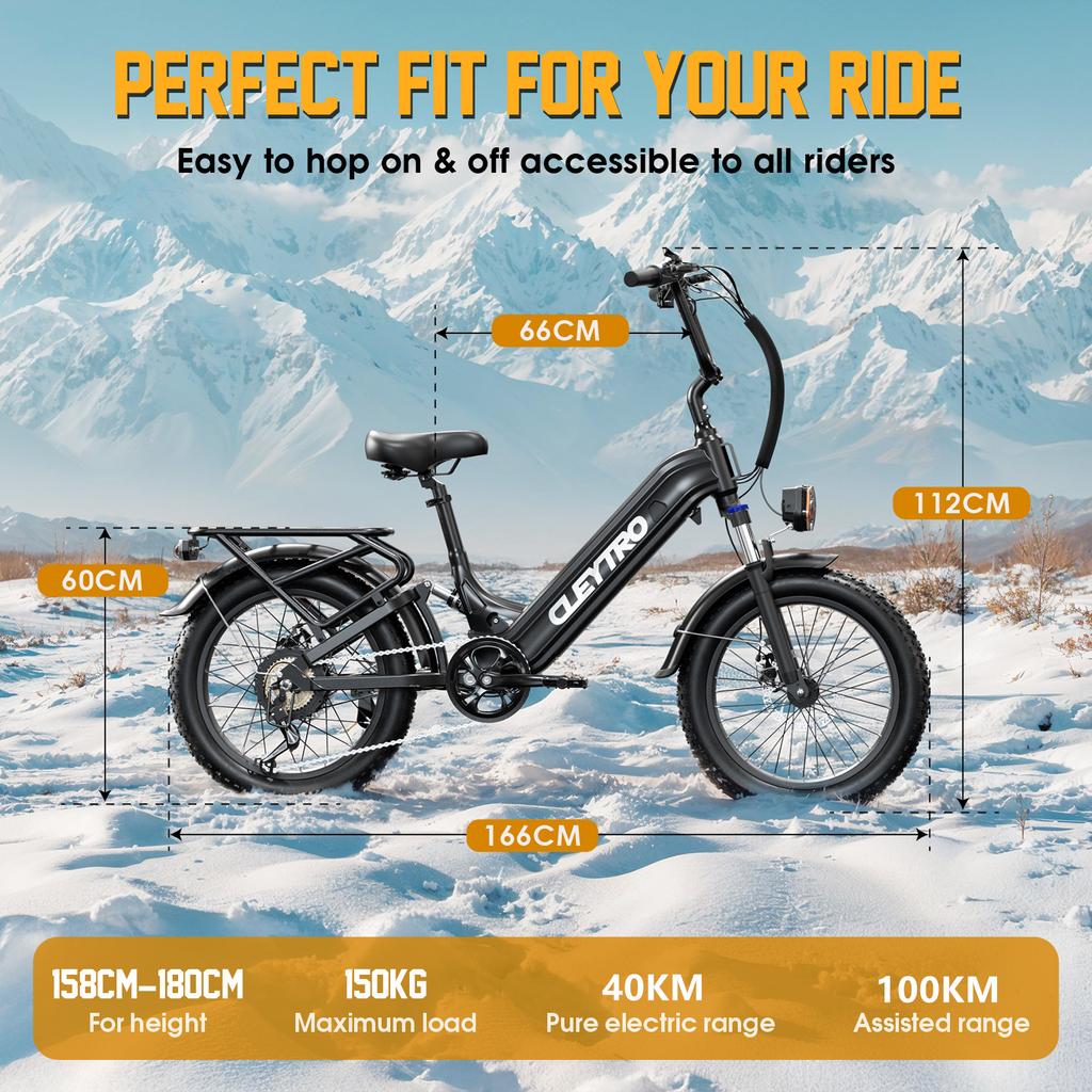 CLEYTRO XC20 Electric Bike for Adults 48V 15.6Ah Battery 100KM Long Range 7-Speed Dual Disc Brake E-City Bike
