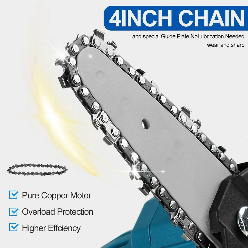 24V 4Inches Protable Chainsaw Cordless Electric Chain Saw W/ 1 or 2Pcs Batteries For Tree Branch Wood Cutting