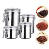 4Pcs Stainless Steel Airtight Canister Set Food Storage Jar Moisture-proof Kitchen Counter Sugar Flour Storage Organizer with Clear Lid