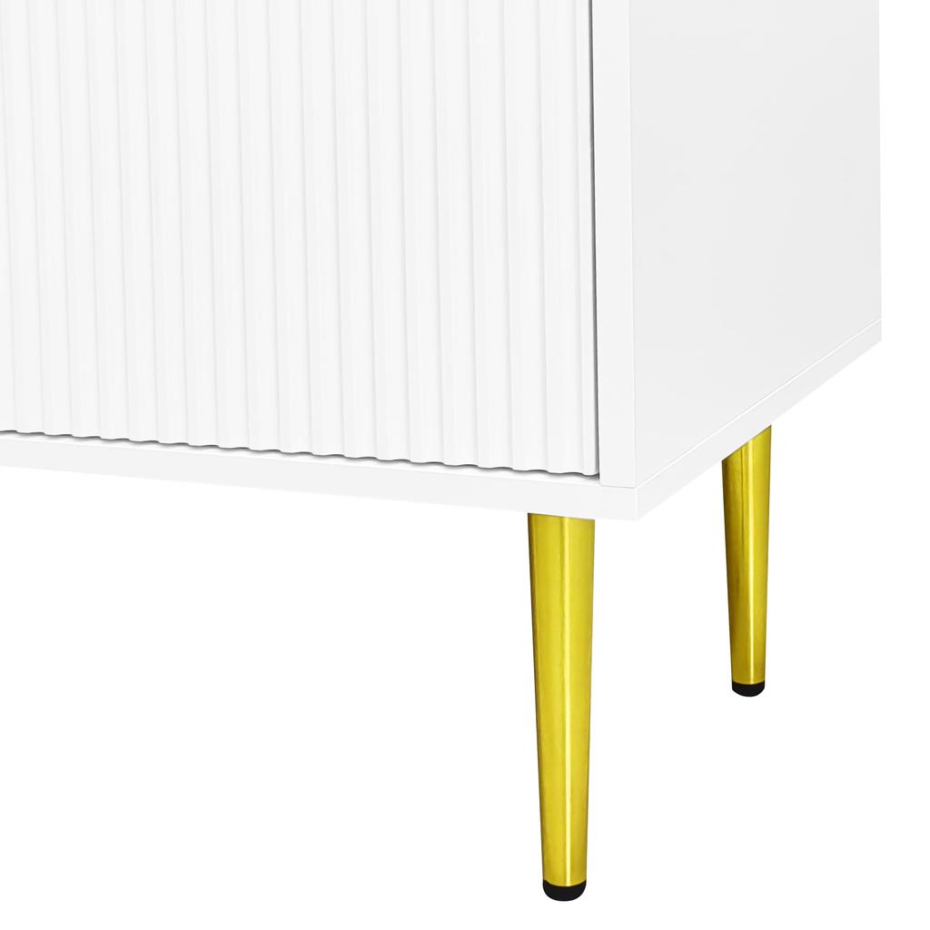 TV Schrank Lowboard 170 cm, 4 Modernes TV Board TV-ständer Mattglastür, Eleganter Fernsehtisch HiFi-Schrank Wohnzimmer Mediamöbel Weiß