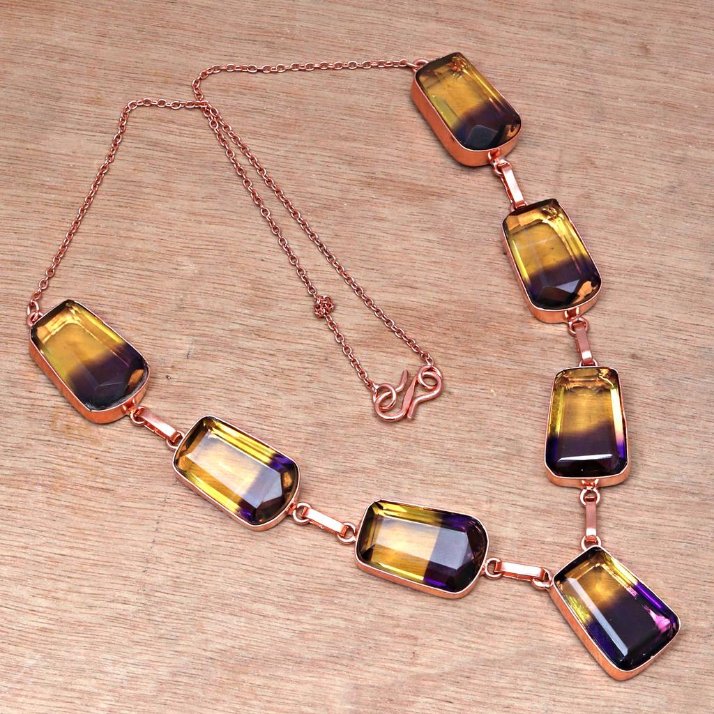 Necklace Bio-Tourmaline Quartz 14 Ct Gold Plated Jewelry 18-20''