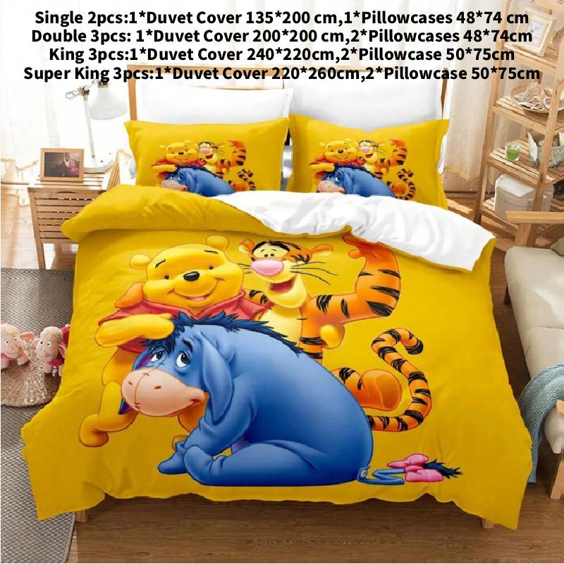Pooh Bear Children Bedding Set With Active Dyeing For Toddler Bed Decor
