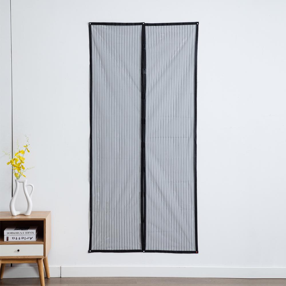 Screen Door 35.4* 82.7 Inches Mesh Curtain Mosquito Net with Adhesive Tape and Thumbtacks Mosquito Flies for Bedroom Baby Room Patio Balcony(Black)