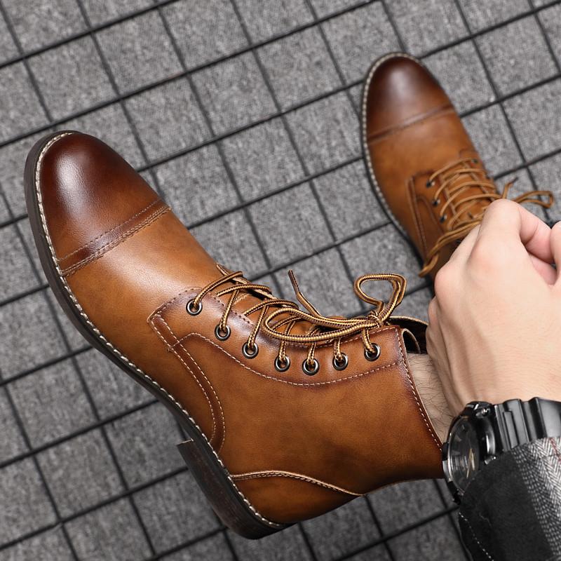 Модная коричневая мужская кожаная обувь до щиколотки, ботинки для платья, формальная обувь, мужские осенне-зимние ковбойские ботинки для мужчин, zapatos hombre vestir