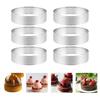 6PCS 8cm Silver Round Stainless Steel Tart Rings Mould French Dessert Mousse Cake Fruit Tarte Mold for Family Party Baking Tools