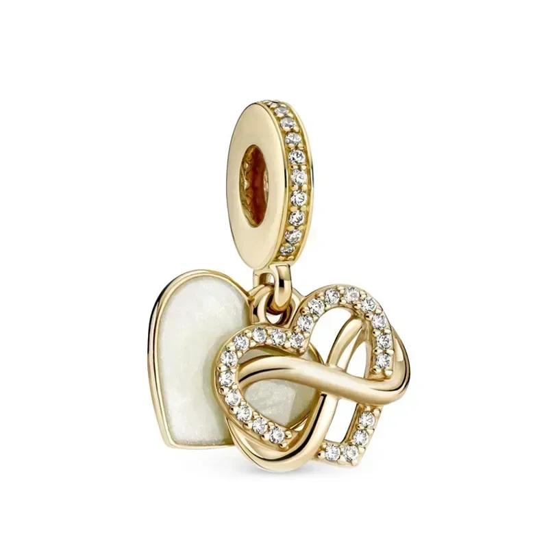 Роскошный золотой цвет серии S925, стерлинговое серебро, классический блестящий кулон «Древо жизни», подходит для оригинального браслета, подарок «сделай сам»