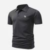 Мужская рубашка-поло в стиле business casual с принтом буквы B, вафельная, с коротким рукавом