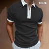 Men's Short Sleeve Tops Patchwork Color Collar Trendy Loose Polo Shirts