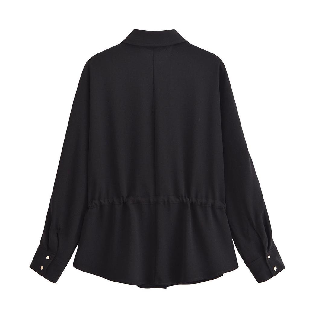 2025 Весна Женская Креповая Свободная Рубашка и Повседневные Длинные Брюки - Евро-Американский Стиль