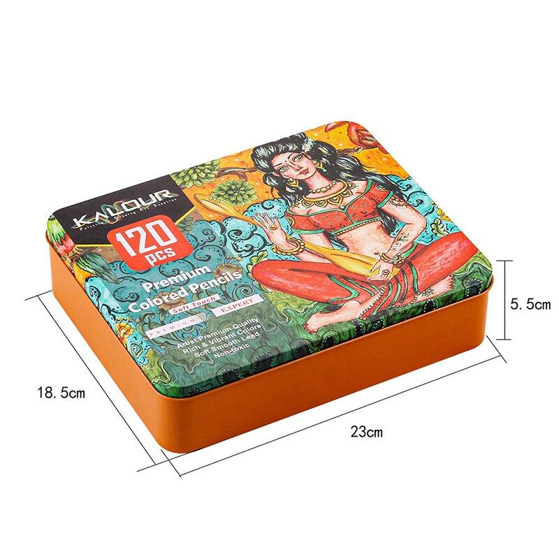 Набор масляных цветных карандашей KALOUR, 120 цветов, мягкое дерево, рисунок, эскиз, цветной карандаш, жестяная коробка, школьные принадлежности для творчества, подарок для студентов и взрослых