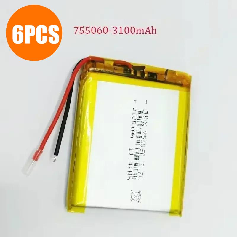 755060 Battery 3.7V 3000mAh Lithium Polymer Battery Lipo Li-Polymer Cells for Power Bank Tablet PCs Laptops Beauty Instruments