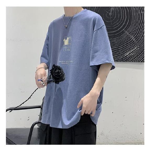 New Short-Sleeved T-shirt Men's Summer Korean Style Trendy Simple Half Sleeve Top Hong Kong Style Loose Casual Fashion Brand T-shirt