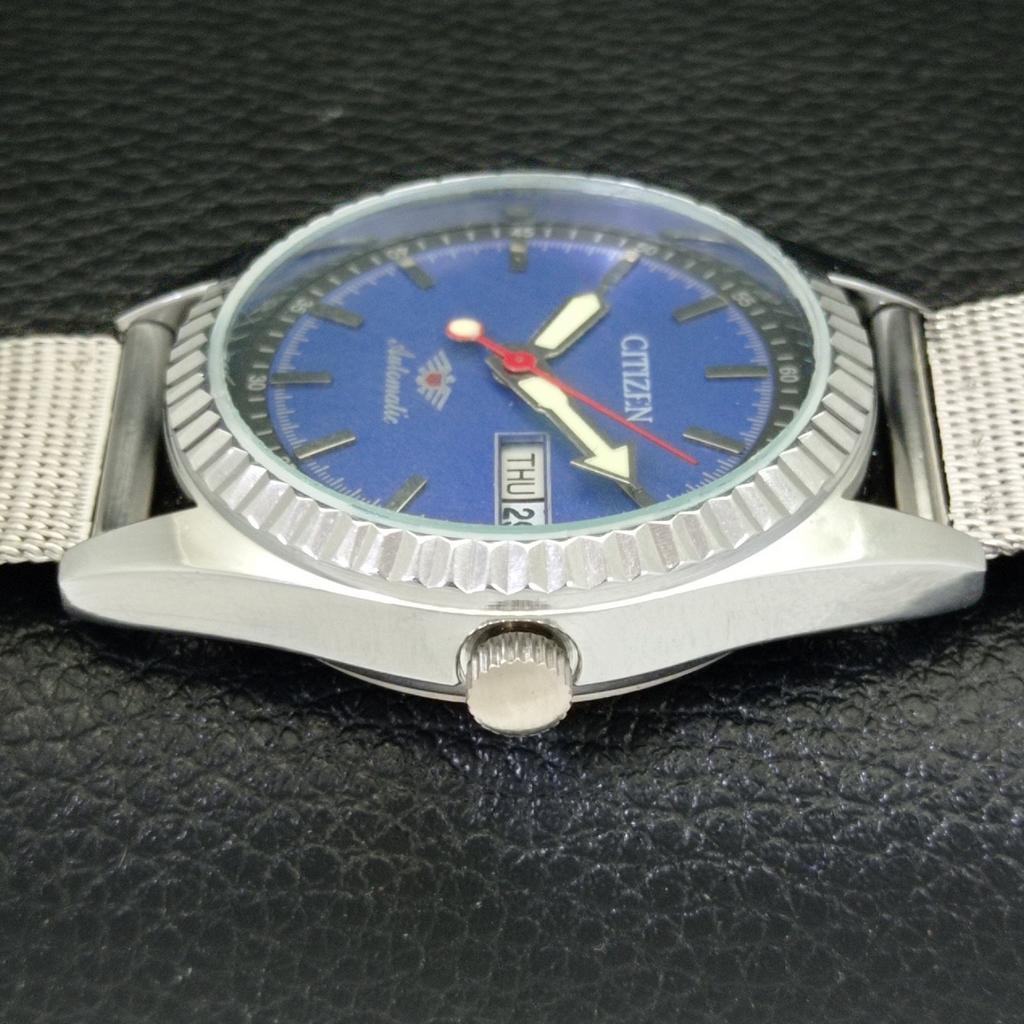 ВОССТАНОВЛЕННЫЕ МУЖСКИЕ ЧАСЫ CITIZEN AUTOMATIC 8200 JAPAN DAY&DATE СИНИЙ ЦИФЕРБЛАТ a432566-2 R112-a432566