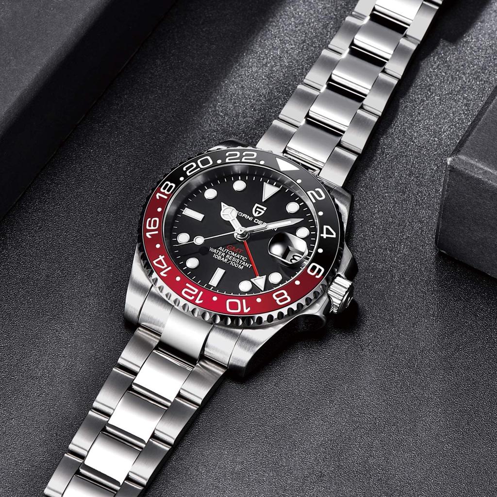 Мужские часы Pagani Design, стрелка GMT, автоматический японский механизм, механические часы для дайвинга, водонепроницаемый корпус, керамический безель, деловые, рабочие, для платья, из нержавеющей стали