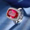 Jewelry Copper Bottom Gold-Plated Simulation Red Corundum Blue Spinel Temperament Fat Square Women'S Set 10 * 14