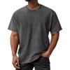 Men's Summer Retro Washed Round Neck Distressed Top Loose Short-sleeved T-shirt