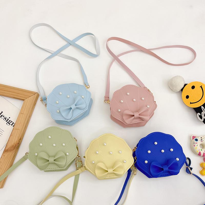 Жемчужная сумка-ракушка с бантом для детей, для школы, для повседневного использования, милая и сладкая