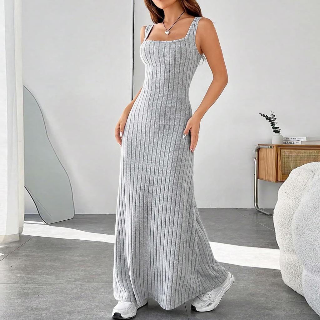 Women's Casual Sundress Beach Dress For Women T-Shirts Dress Square Neck Loose Tank Dresses