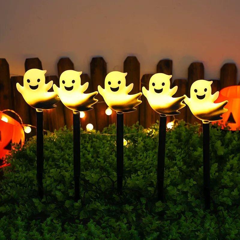 Xiaomi Halloween Outdoor Decorations 5PC/Set Solar White Ghost Garden Path LED Lights Outdoor Holiday Waterproof Lawn Holiday Lighting