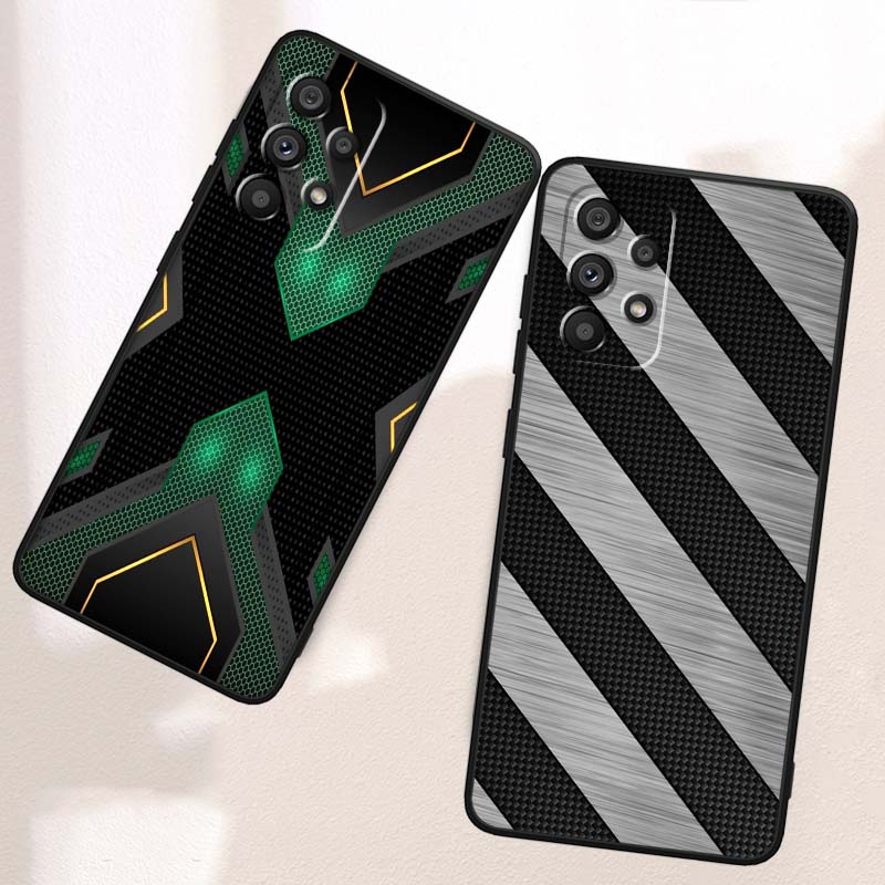 Чехол для телефона с рисунком под карбон для Samsung A41 A35 A34 A33 A32 A25 A24 A23 A21s A06 A05 A04 A03 Note 10 20 Ultra 5G Черный
