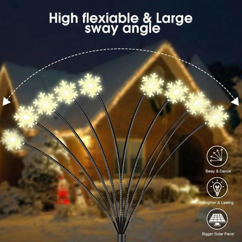 Solar Garden Lights Christmas Pathway Lamp Outdoor Decorations Firefly Light for Patio Pathway Big Bulb Solar Swaying Lights