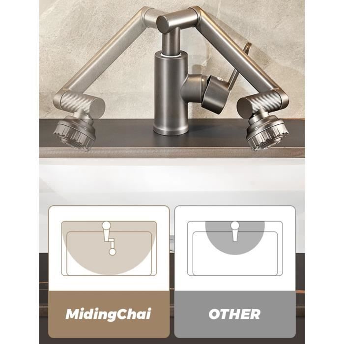 Mitigeur - midingchai - sus304 - 2 modes de débit - bras rotatif 3d - économie d'eau