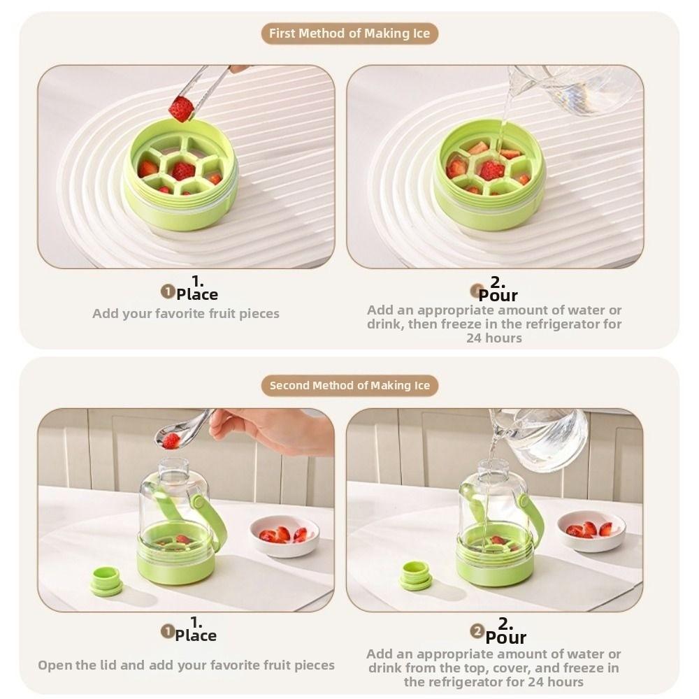 Silicone Ice Cube Water Bottle 7 Grids Ice Mould Tray Easy To Clean Ice Cube Kettle  Bar