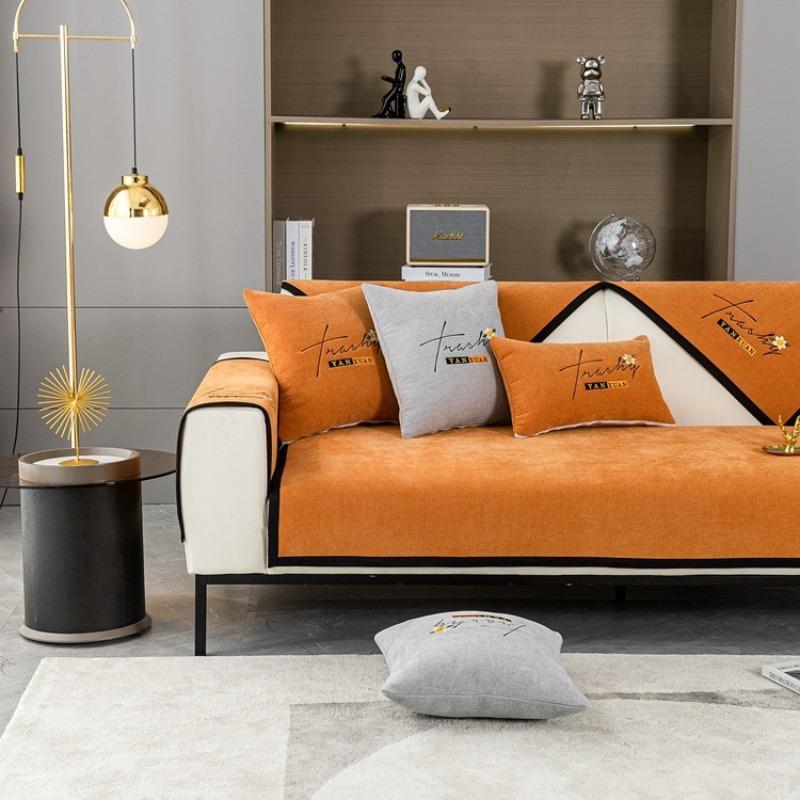 Мягкий шенилл с вышивкой Four Season Universal Sofa Полотенца, Г-образный секционный противоскользящий чехол для дивана для гостиной