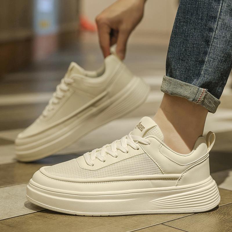 Белая мужская обувь летняя легкая дышащая повседневная обувь для скейтборда мужская белая обувь противоскользящая толстая подошва универсальная спортивная обувь