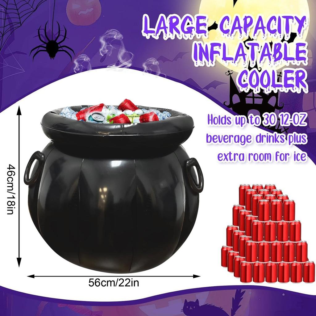 Большой надувной кулер для напитков в виде котла на Хэллоуин, 22x18 дюймов, День Святого Патрика, Подставка для напитков, Котел для конфет, Котел ведьмы, Украшение для вечеринки