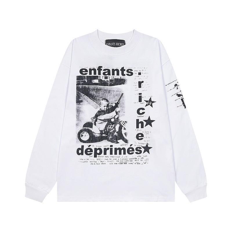 ERD Sad Rich Kid Graphic Long Sleeve T-Shirt Men American Style Casual Top