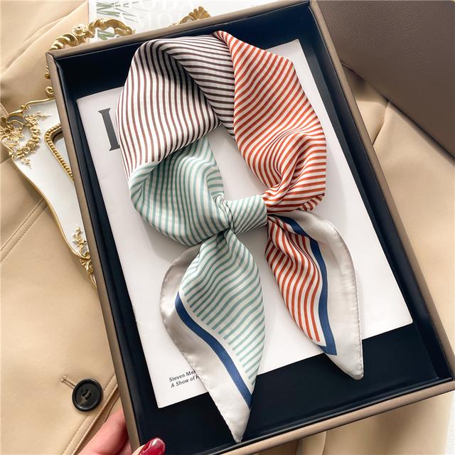 Silk Scarf For Women Luxury Hijab Hair Bands Square Neckerchief Female Satin Shawl Ribbon Headband Fashion Wraps Bandana