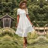 Elegant Slim A Line Swing Dress for Women Large Size Spring Summer O Neck