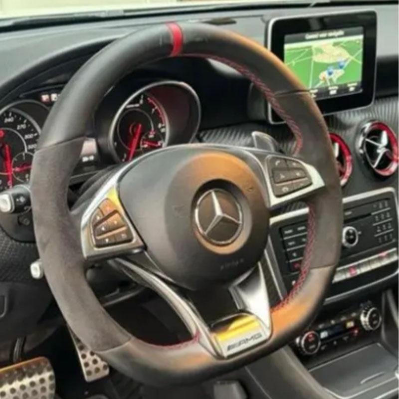 Индивидуальная накладка на руль из натуральной алькантары для Mercedes Benz W176 W246 W205 C117 R231 R172 AMG C43 Оплетка на руль