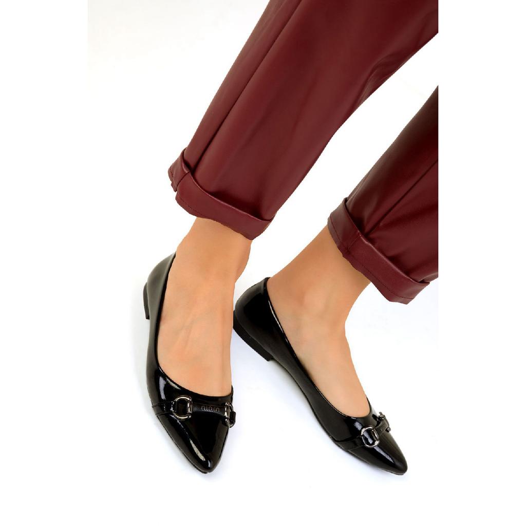 Claret Red Patent Leather Women's Ballerinas 19486