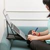 6-in-1 Function Foldable Laptop Stand PU Leather  Portable Laptop Desk Adjustable Ultra-Thin Profile Lap Tablet Holder