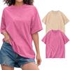 2PC Unisex T-shirt Casual Loose Solid Color Round Neck Pullover Short Sleeve T-shirt Top