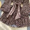 Women's Dress Funky Scarf Tie Waisted Lantern Sleeve Leopard Mesh A-Line Short Dresses