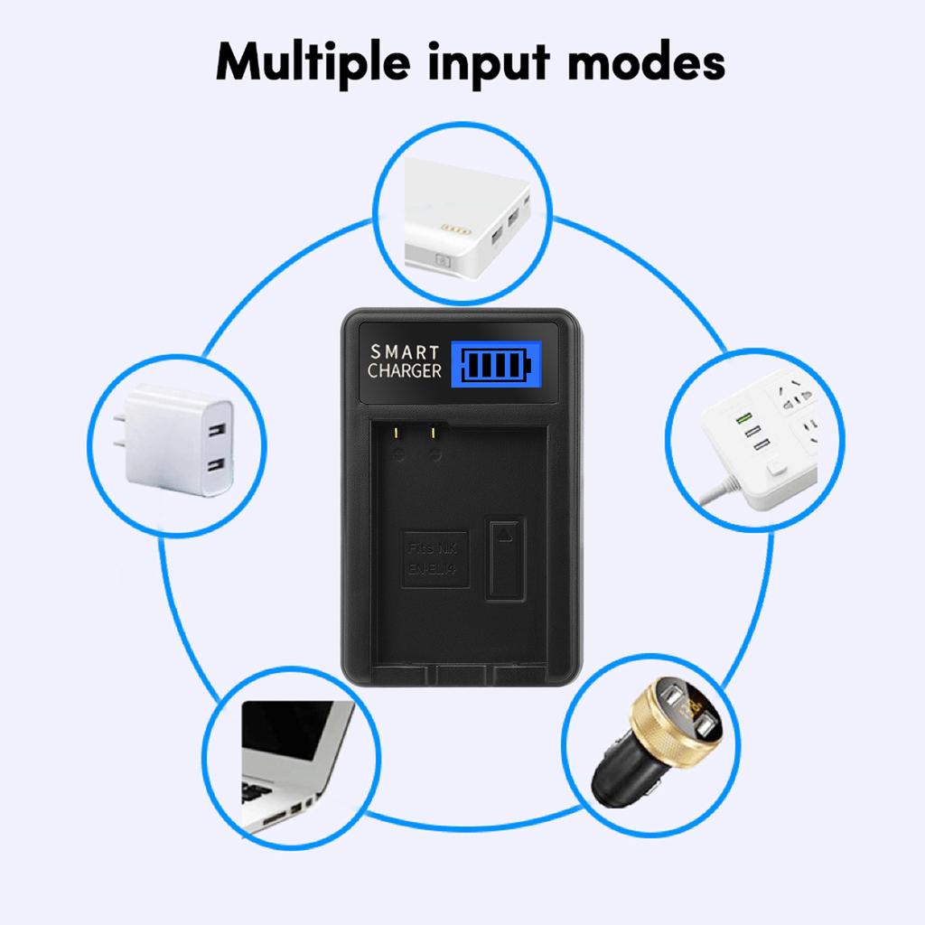 ЖК-дисплей USB Сменное зарядное устройство EN-EL14 для аккумуляторов камер Coolpix P7000 P7100 D3200 D3300 D5100 D5200 P7700 P7800 D3100