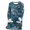 Women's Round Neck Top Printing Thickened Plush Cashmere Warm Long Top