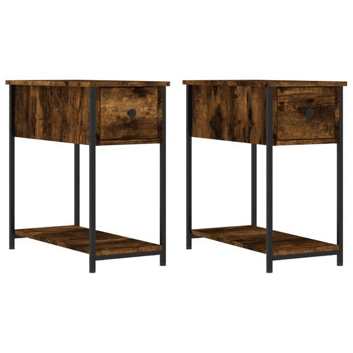 Tables de chevet - Maison Exclusive - 2 pièces - Chêne fumé - Bois d'ingénierie