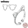 925 Sterling Silver Cute Sweet Simple Cat Rings & Earrings for Women Delicate Jewelry Set Gift